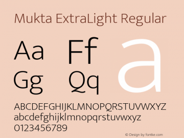 MuktaExtraLight Version 1.0 Font Sample