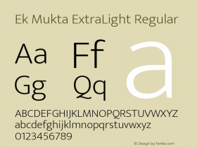 EkMuktaExtraLight Version 1.0 Font Sample