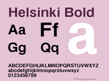 Helsinki Bold Version 1.20 Font Sample