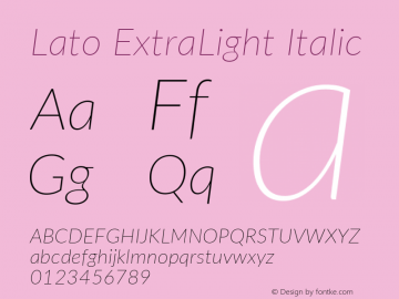 Lato ExtraLight Italic  Font Sample