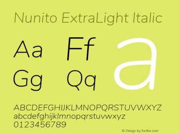 NunitoExtraLight Version 1.0图片样张