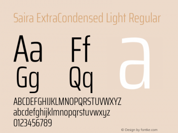 Saira ExtraCondensed Light Regular  Font Sample