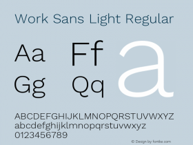 Work Sans Light Regular  Font Sample