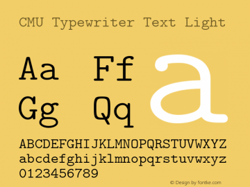 CMU Typewriter Text Light  Font Sample