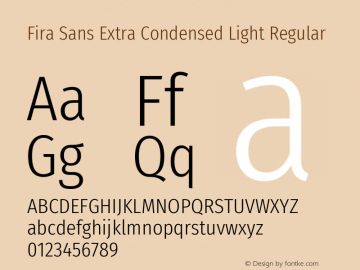 Fira Sans Extra Condensed Light Regular  Font Sample