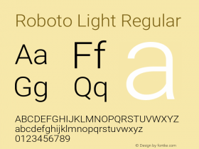 Roboto Light Regular  Font Sample