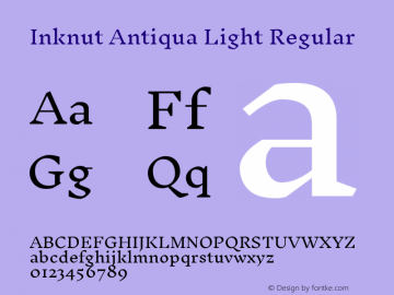 InknutAntiquaLight Version 1.0 Font Sample