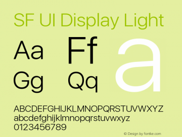 SF UI Display Light Version 1.00 July 7, 2017, initial release Font Sample