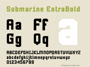Submarine ExtraBold Macromedia Fontographer 4.1.2 2/11/03 Font Sample
