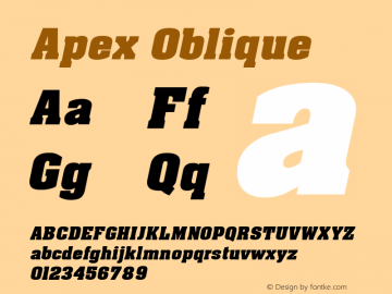 Apex Oblique 1.0 Tue Sep 06 19:16:03 1994 Font Sample