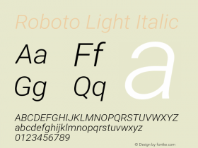 Roboto Light Italic  Font Sample