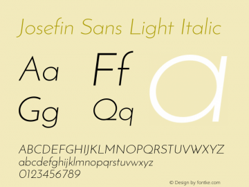 Josefin Sans Light Italic  Font Sample