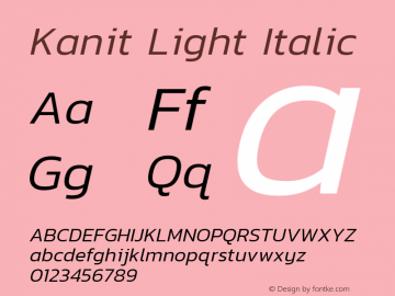 Kanit Light Italic  Font Sample