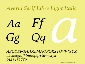 Averia Serif Libre Light Italic  Font Sample