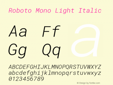 Roboto Mono Light Italic 图片样张