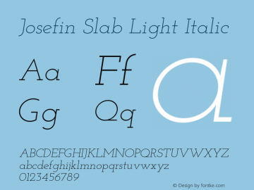 Josefin Slab Light Italic  Font Sample