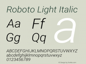RobotoLight Version 1.0 Font Sample