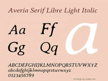 AveriaSerifLibre Version 1.0 Font Sample