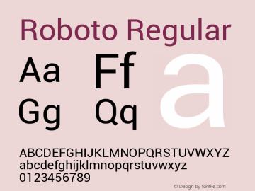 Roboto Version 1.00 July 28, 2017, initial release Font Sample