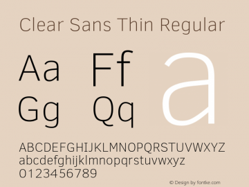 Clear Sans Thin Regular  Font Sample