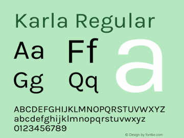 Karla Regular  Font Sample