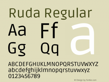 Ruda Regular  Font Sample