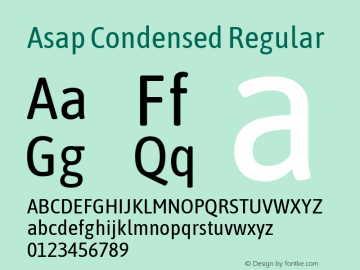 Asap Condensed Regular  Font Sample