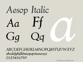 Aesop Italic 1.0 Fri May 14 11:40:38 1999 Font Sample