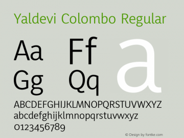 Yaldevi Colombo Regular  Font Sample
