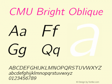 CMU Bright Oblique  Font Sample