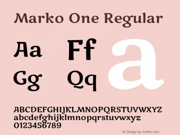 Marko One Regular  Font Sample