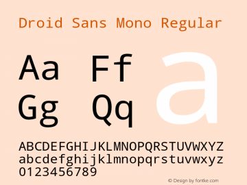 Droid Sans Mono Regular  Font Sample