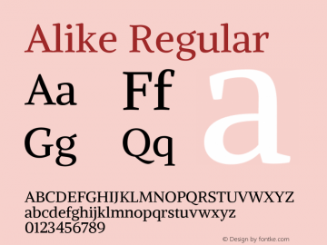 Alike Regular  Font Sample