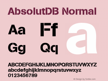 AbsolutDB Normal Altsys Fontographer 4.0.3 7.9.1994 Font Sample