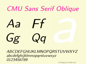 CMU Sans Serif Oblique  Font Sample