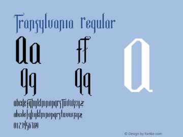 Transylvania Regular Unknown Font Sample