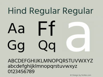 Hind Regular Regular  Font Sample