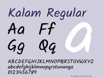 Kalam Regular  Font Sample