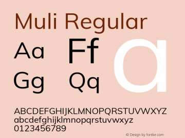 Muli Regular  Font Sample