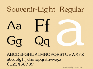 Souvenir-Light Regular Converted from C:\TTFONTS\SOUVENIR.TF1 by ALLTYPE Font Sample