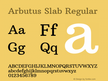 Arbutus Slab Regular  Font Sample