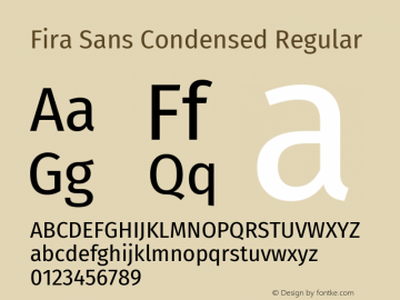 Fira Sans Condensed Regular  Font Sample