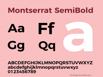 Montserrat-SemiBold Version 4.000 Font Sample
