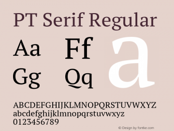 PTSerif Version 1.0 Font Sample