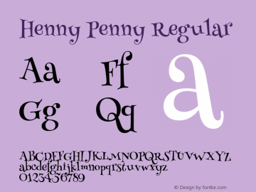 HennyPenny Version 1.0 Font Sample