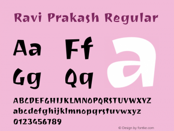 RaviPrakash Version 1.0 Font Sample