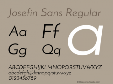 JosefinSans Version 1.0 Font Sample