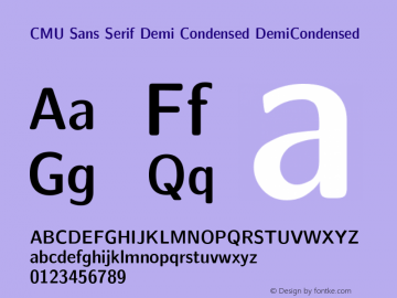 CMUSansSerifDemiCondensed Version 1.0 Font Sample