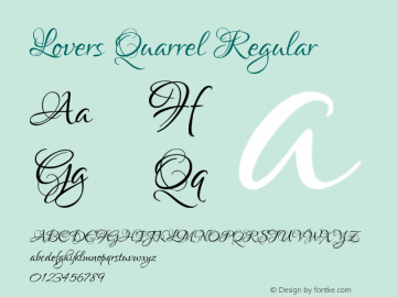 LoversQuarrel Version 1.0 Font Sample