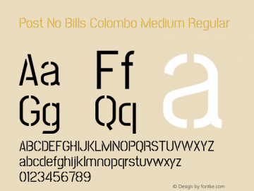 PostNoBillsColomboMedium Version 1.0 Font Sample